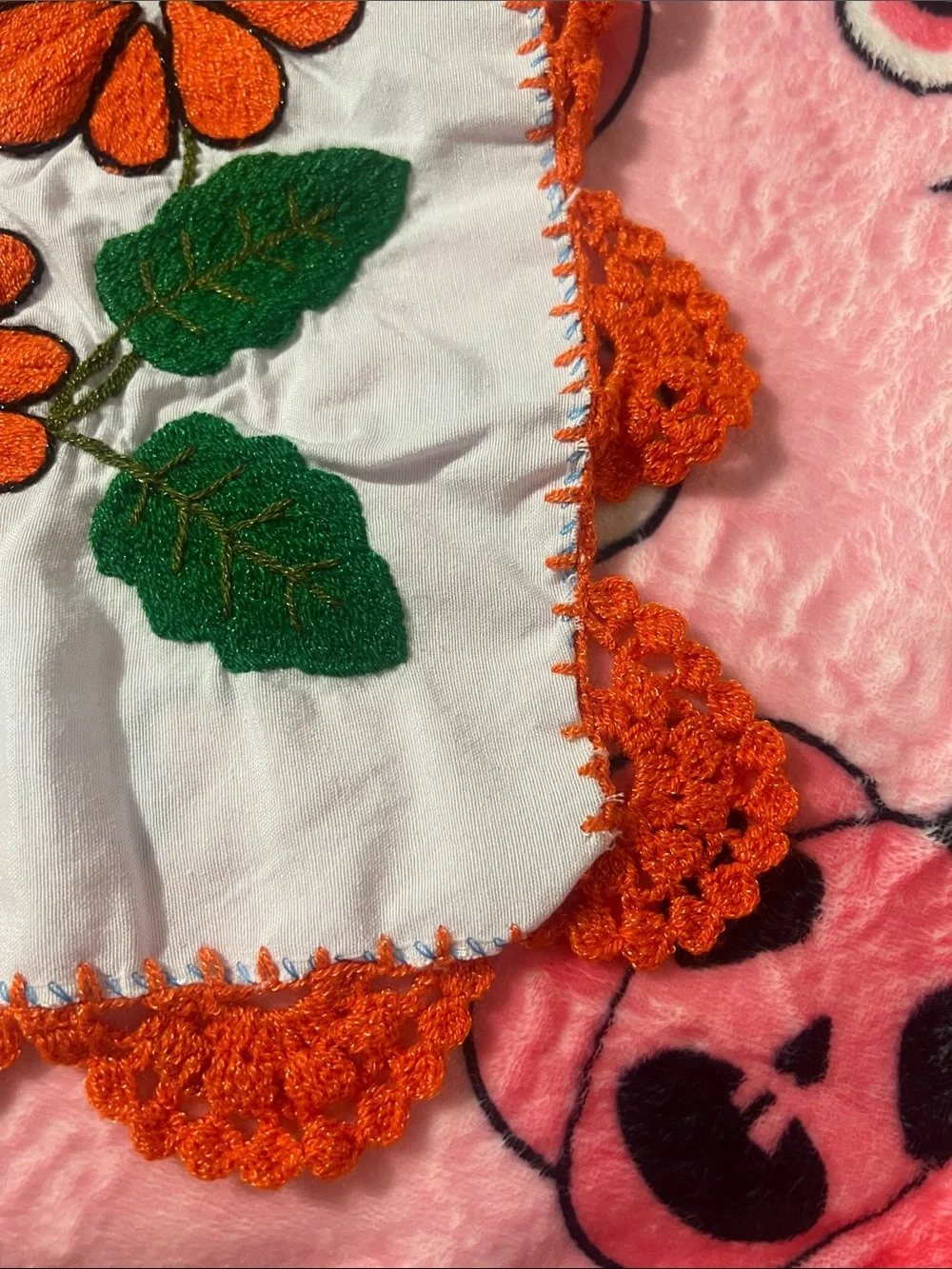 Hand-Embroidered Mexican Tortilla Warm - Orange Floral